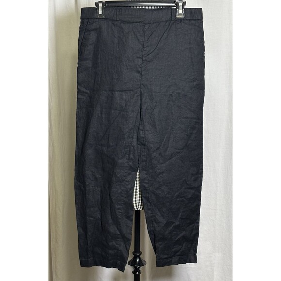 Quince Women's 100% European Flax Linen Straight Leg Pants Black Size S Pockets - Picture 1 of 6